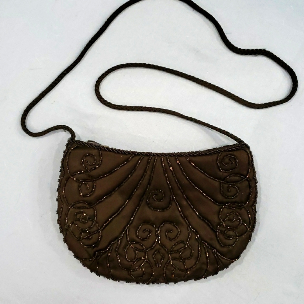 Vintage Satin Beaded Small Evening Bag